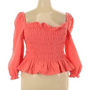 NWT J.Crew Women’s Smocked Square-Neck Peplum Top Long Sleeve Size 2X Plus Size
